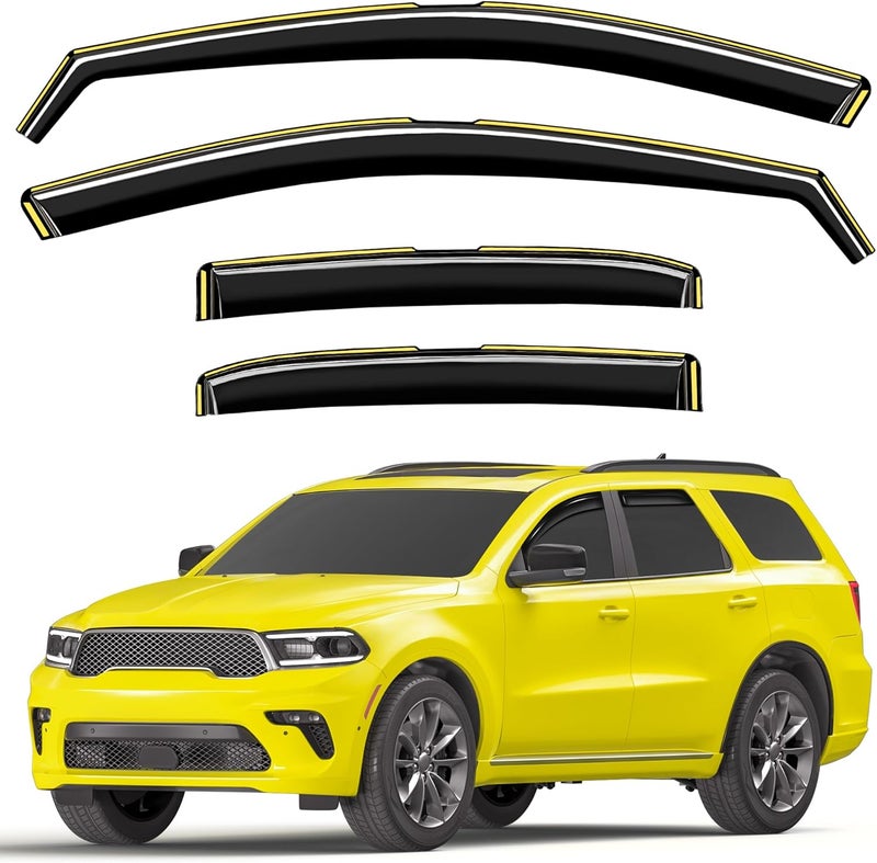 Deejecsun in-Channel Window Rain Guards Fit for Dodge Durango 2011-2023 2024 2025 2026 Extra Durable Rain Guards Window Deflectors Visors Vent Visors Vent Shades Car Accessories - 4 pcs - Image 1
